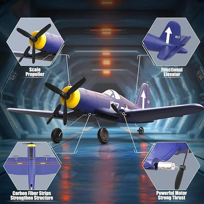 volantexrc RC Plane 3 Channel Remote Control Airplane Fighter Toys 2.4GHz 6-axis Gyro Stabilizer RTF Glider Aircraft Plane Easy to Fly for Adults Beginners (F4U Corsair)