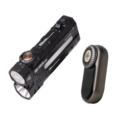 LOOP GEAR Powerful + Fun EDC Flashlight Bundle SK05 Pro 2 (5000LM Rechargeable Flat Flashlight, Dual 4000mAh, IP68, Magnetic, High-CRI & RGB Sidelight) + LOOPDOT Pocket RGB Light with Interactive Gam