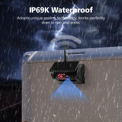 WOOCARTY 10.1" - 2 Magnetic Solar Wireless Backup Camera, HD 1080P DVR Monitor, Dual RV Cameras System for Hitch Towing RV Camper Trailer, IR Night Vision, Rechargeable Battery, Type-C Charging, SR2