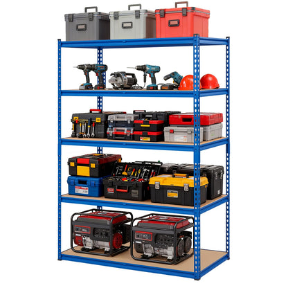 5-Tier Storage Shelving, Adjustable Garage Shelves, Meta Storage Shelving Unit with 2500LBS Capacity, Steel Wire Rack Shelf Organizer for Garage, Kitchen Pantry Basement, 48 x 24x 71inch, Blue