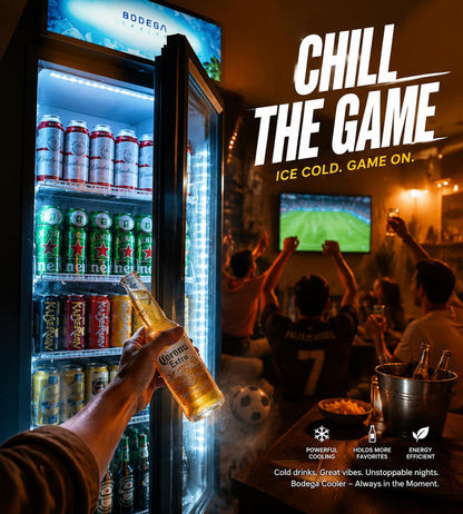 BODEGACOOLER Beverage Refrigerator, 12.5 Cu.Ft. Commercial Glass Door Display Fridge – Holds 420 Cans, Perfect for World Cup Watch Party & Summer BBQ, Drink Cooler for Home Bar, Patio, Garage,Man Cave
