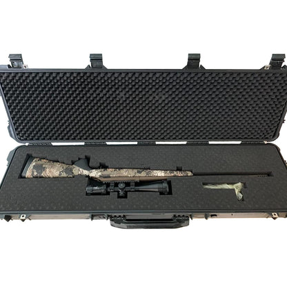MEIJIA Portable Rolling Waterproof All Weather Hard Rifle Case With Wheels,Customized Fit Foam Inserted,Soft Grip Handle,44.37x15.98x6.1inches (Black)