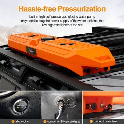 Tecoom 8 Gallon Pressurized Water Tank for Camping Shower Portable Off-Road Vehicles Pick up Truck SUV RV Water Storage Tank for Overlanding Road Shower Outdoor Activities Water Supply, Orange