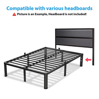 VIPSHOW 18 Inch King Size Bed Frame, 3500Lbs Heavy Duty Metal Platform with Round Corner Legs Mattress Slide Stopper, Steel Slat Support No Box Spring Needed, Noise Free, Non-Slip, Easy Assembly