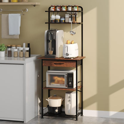 Homsorout Coffee Bar Station - Bakers Rack with Fabric Drawer, Microwave Oven Storage Stand, Bakers Rack for Coffee Stand Station, Home Kitchen Organizer, Black
