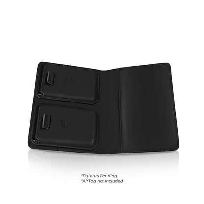 Kings Loot Passport Holder Wallet – RFID Blocking Leather Travel Wallet with Built-in Airtag Holder – Holds 1-6 Cards & Passport – Easy Pull Tab – Slim & Stylish Wallets (Midnight Black)