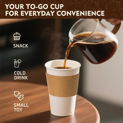 YEEHAW 16 oz 100 Pack Disposable Paper Coffee Cups with Lids & Sleeves, To Go Hot Cups for Coffee, Hot Beverage Drinking Cup, Ideal for Cafes, Bistros