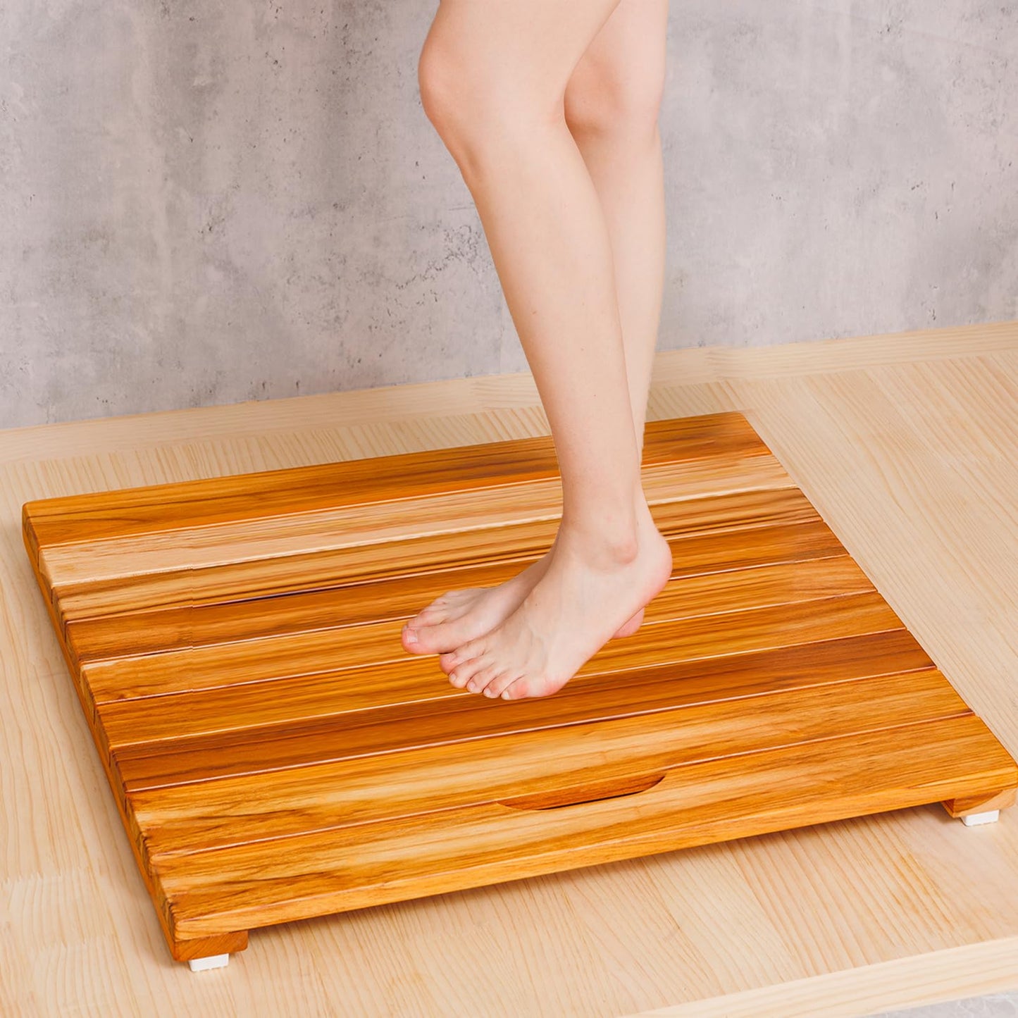 NNN 36" x 36" Teak Shower Mat – Handcrafted, Marine-Grade Reinforced, Supports Up to 400 lbs, Indonesian Teak.