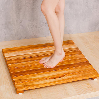 NNN 36" x 36" Teak Shower Mat – Handcrafted, Marine-Grade Reinforced, Supports Up to 400 lbs, Indonesian Teak.