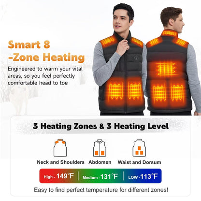 KOVNLO Heated Vest for Men With Battery Pack Included, Smart Controller with Lights-out Design, Electric Heated Jackets