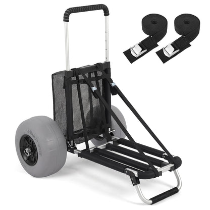 Sekey Beach Wagon with 12" Big Wheels for Sand, Heavy Duty Collapsible Beach Cart with Balloon Tires, Foldable Utility Sand Wagon for Outdoor Camping, Fishing & Groceries.Black