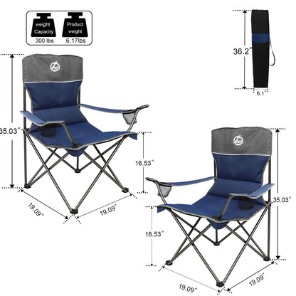 Northroad Folding Camping Chair Set of 4,Portable Collapsible Conversation Set w/1 Sofa,2 Single Chairs and 1 Table for Family Patio,Outdoor Travel,Beach(Blue)