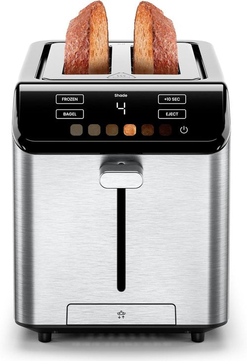 Chefman Smart Touch 2-Slice Digital Toaster - Touchscreen Controls, 6 Shade Settings, Extra-Wide Slots for Thick Breads - Stainless Steel