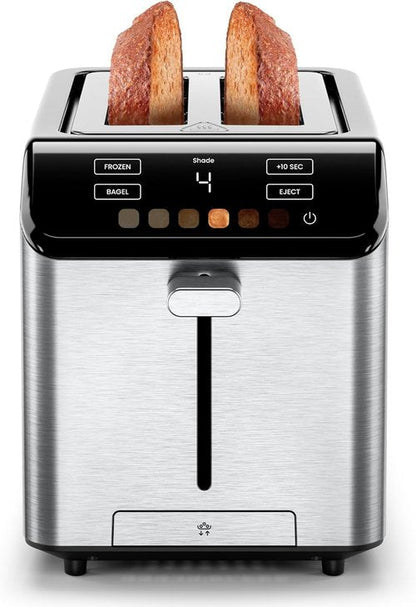 Chefman Smart Touch 2-Slice Digital Toaster - Touchscreen Controls, 6 Shade Settings, Extra-Wide Slots for Thick Breads - Stainless Steel