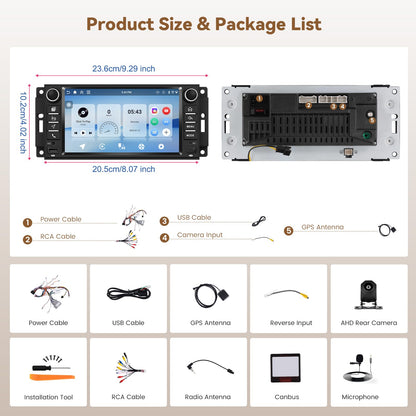 [4+128G] Android 15 Car Stereo for Jeep Wrangler 09-18/Jeep Compass 11-15, 7'' in-Cell Touchscreen Radio Wireless Carplay Android Auto 5G WiFi/Bluetooth Mirror Link GPS SWC FM/RDS/EQ Backup Cam+Mic