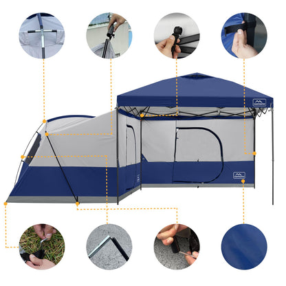 KAMPKEEPER Canopy Side Tent,4-6 Person Camping Cube Tent for 10x10 Pop Up Canopies,Easy Up Gazebo with Window,Compatible with 10' Wide Canopy Tents (Navy Blue)