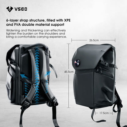 VSGO 20L Camera Backpack and 5-in-1 Rechargeable Camping Lantern Set, for Outdoor, Photography, and Emergency Use