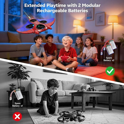 RC Plane Spider Toys for Kids 2.4Hz 3.5CH Foam Remote Control Airplane with Altitude Hold One Button Takeoff/Landing 360° Stunt Flips LED Lights Ideal Gift for Kids Boys &amp Girls Beginners