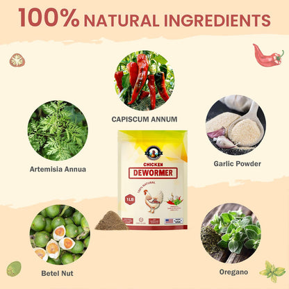 Natural Chicken Dewormer Powder - Chili Mix Formula | 1LB XL Pouch for Laying Hens & Gut Health Support