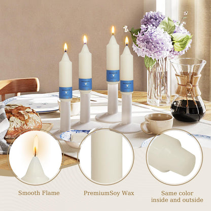 Smokeless Candlesticks Short Taper Candle,Unscented 5 Inches Cream White Candle Sticks Dripless Tapered Candles for Home Décor Weddings(4pcs-Cream White)