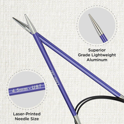 KnitPro Zing Fixed Circular Needles 16" (40cm) | US Size 7 (4.5mm)
