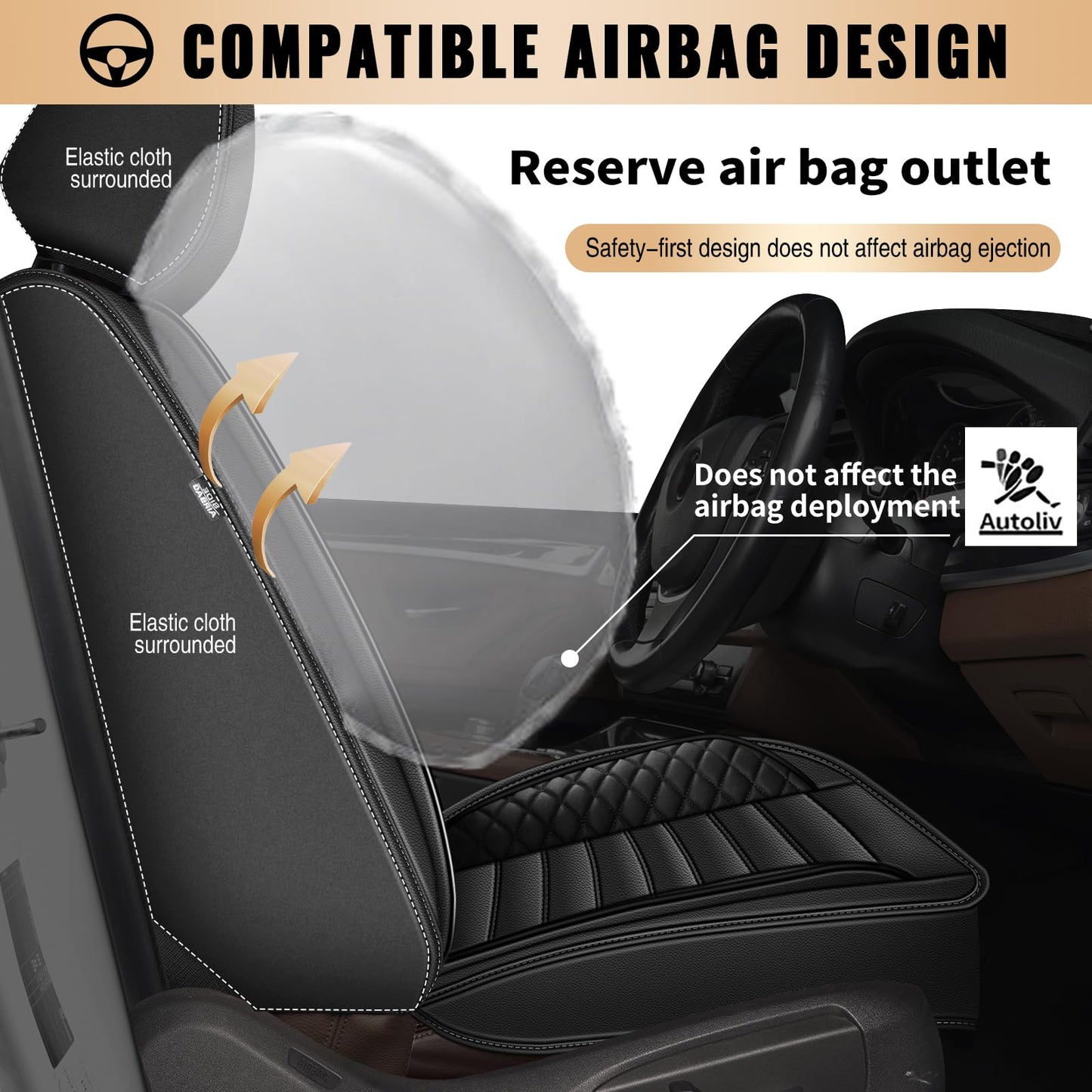 JIAMAOXIN Car Seat Covers fit for Ford Expedition 2011-2025 2026: Leather Front Seat Covers Waterproof Automotive Seat Protector (2 Seats, Black)