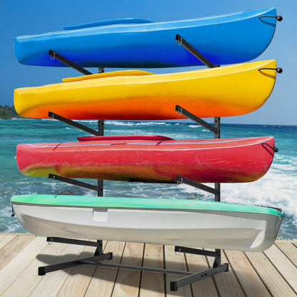 Morohope Outdoor Kayak Storage Rack Freestanding Sup Rack Kayak Stand Freestanding Storage Rack for Kayak Canoe Boat Paddle Board SUP Surfboard for Indoor Outdoor Garage, Shed, Dock, 4 Levels