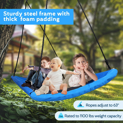 800lbs 60" Giant Platform Tree Swing for Kids and Adults,Tree Swings for Kids Outdoor, Kids Swing, Outdoor Swing for Kids with Comfy Mat and Steel Frame