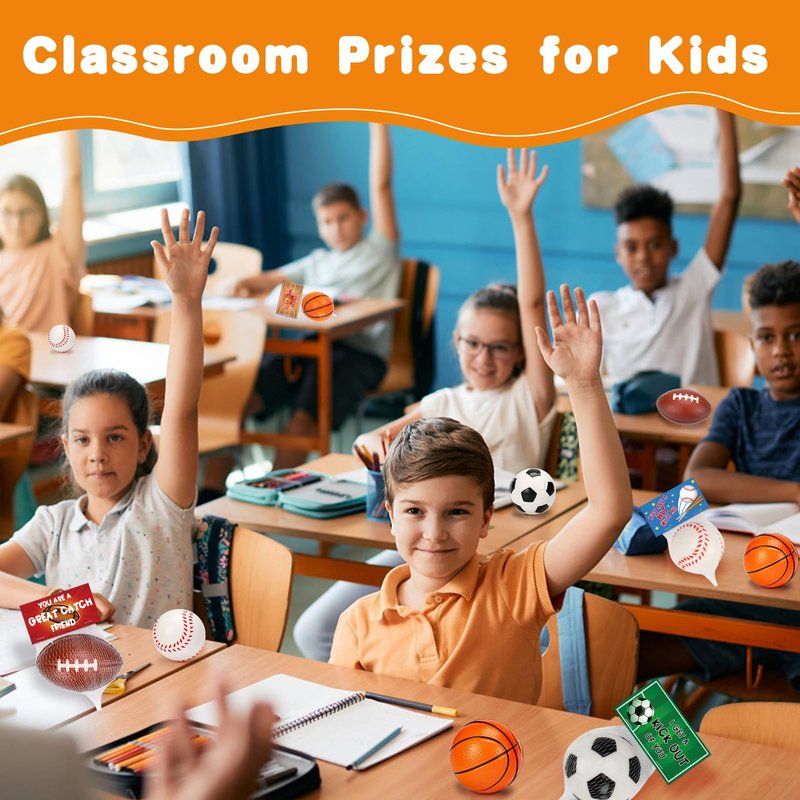 16 PCS Stress Balls Party Favor for Kids 8-12 Goodie Bag Stuffers Squeeze Toys Classroom Prizes for Kids Pinata Stuffers Boys Birthday End of Year Gifts Sport Party Foam Bouncy Balls Bulk Small Toys