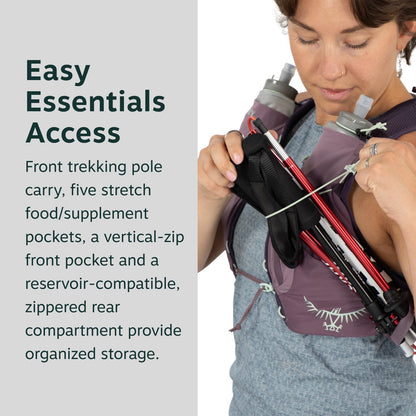 Osprey Dyna 1.5L Women's Running Hydration Vest with Hydraulics Soft Flasks - Adjustable Water Pack with Pockets, Dawn Blue, Large