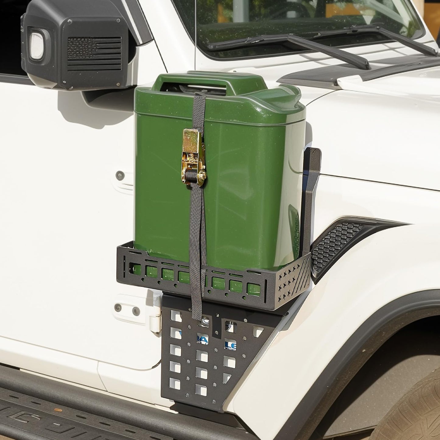 JOYTUTUS Passenger Side Jerry Can Holder Mount Compaitble with 2018-2026 Wrangler JL Gladiator JT, Door Outside Molle Panel with Tray for JLU