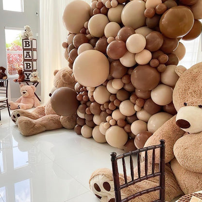 PartyWoo Brown Balloons 101pcs 12 Inch Boho Neutral Coffee Tan Fall Latex Helium Balloons for Wedding Baby Shower Gender Reveal Graduation Safari Woodland Birthday Fall Party Decorations Brown-F09
