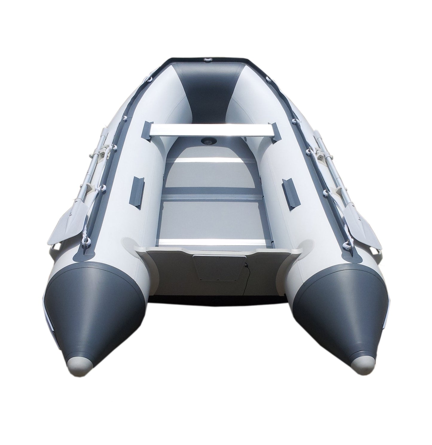 Newport 10ft 6in Newport Model Inflatable Dinghy Boat Transom Sport Tender - 5 Person - 15HP USCG Rated, White/Gray