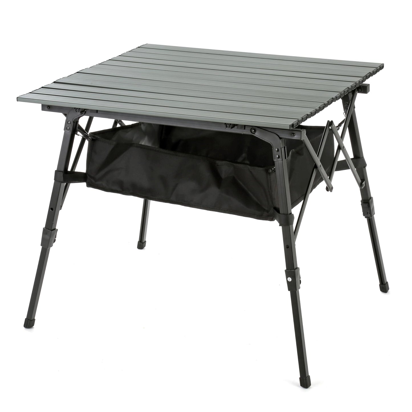 ARROWHEAD OUTDOOR 39" Aluminum Folding Camp Roll Up Table w/Adjustable Height, Undertable Mesh Storage, Carry Bag
