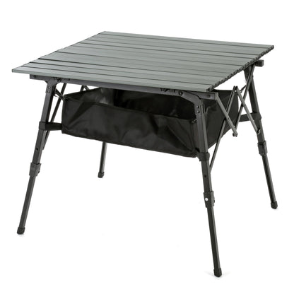ARROWHEAD OUTDOOR 39" Aluminum Folding Camp Roll Up Table w/Adjustable Height, Undertable Mesh Storage, Carry Bag