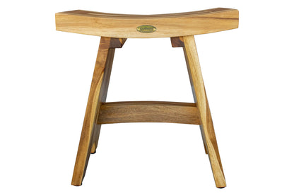 EcoDecors Teak Shower Bench 18", 300 lb Capacity – Waterproof Teak Bath Seat for Adults - Compact Spa Stool for Small Bathrooms & Walk-in Showers with Slip-Resistant Feet