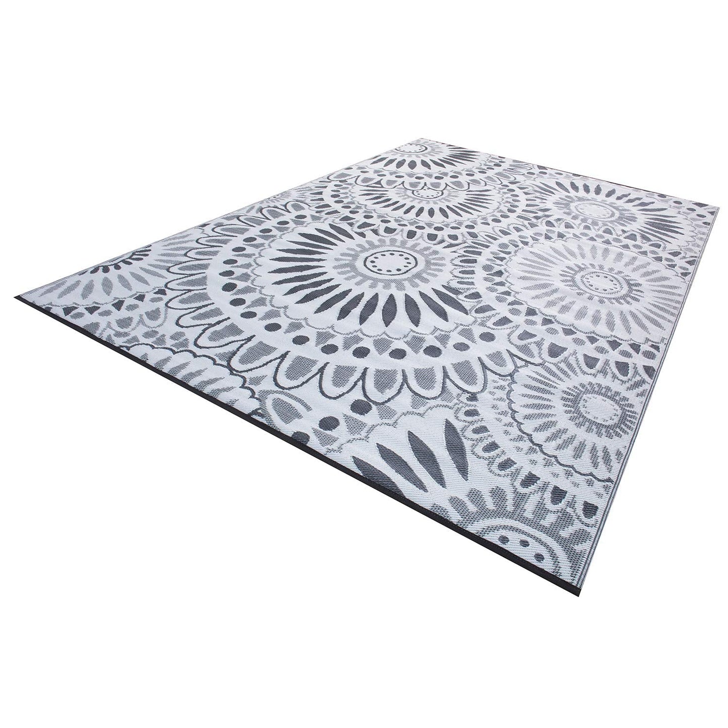 Santex Reversible Outdoor/Indoor Plastic Straw Rugs Waterproof Portable Mat Easy to Clean Outdoor Patio Mat, Perfect for Garden, Patio, Picnic, Decking-（Grey,9x18Ft