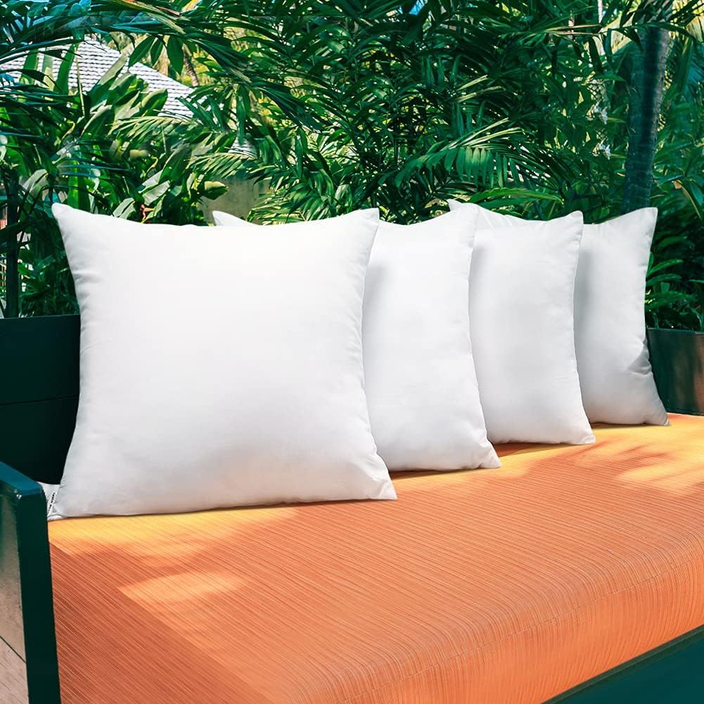 OTOSTAR Outdoor Throw Pillow Inserts - Water Resistant Cushion Pads for Patio | 12x20 Inch - White