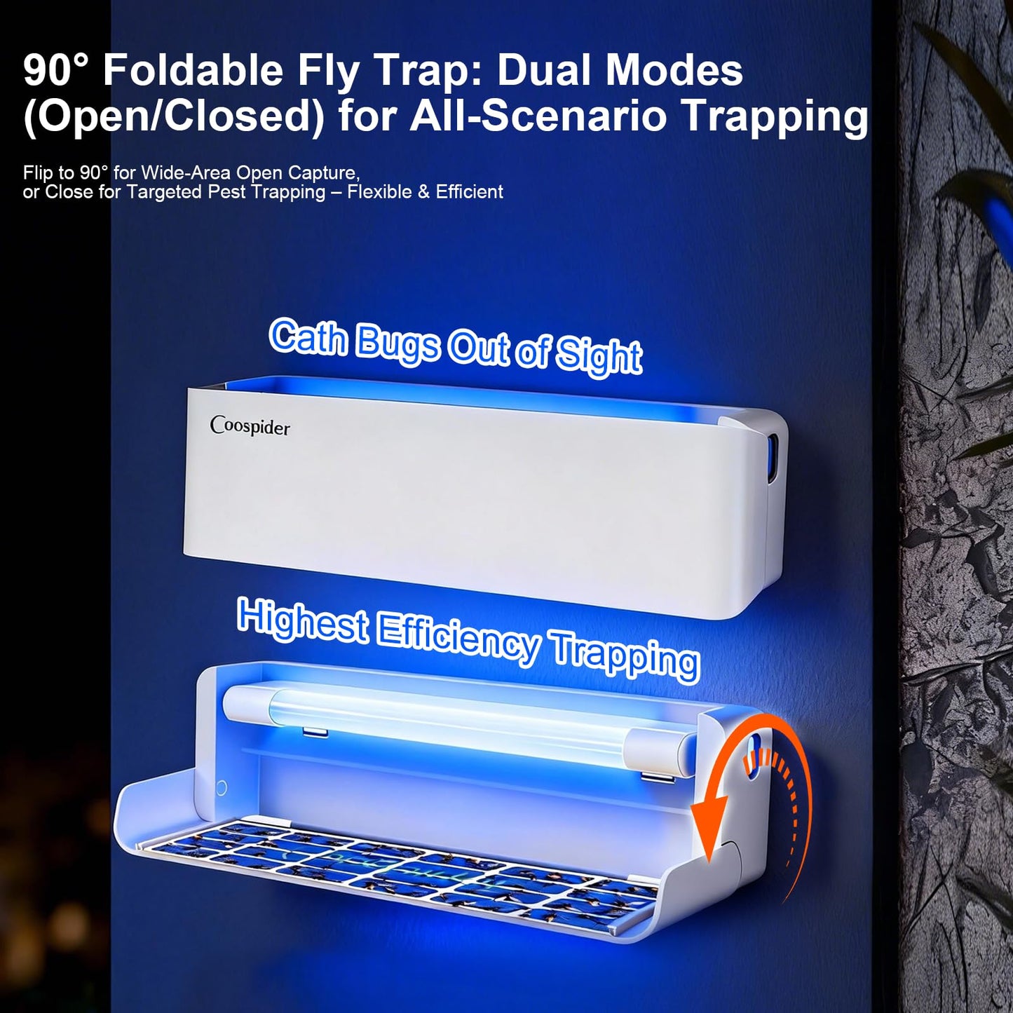 4 Pack White Fly Trap Indoor, Wall Sconce Fly Light Bug Catcher for Kitchen House & Restaurant Fruit Flies Garage & Warehouse