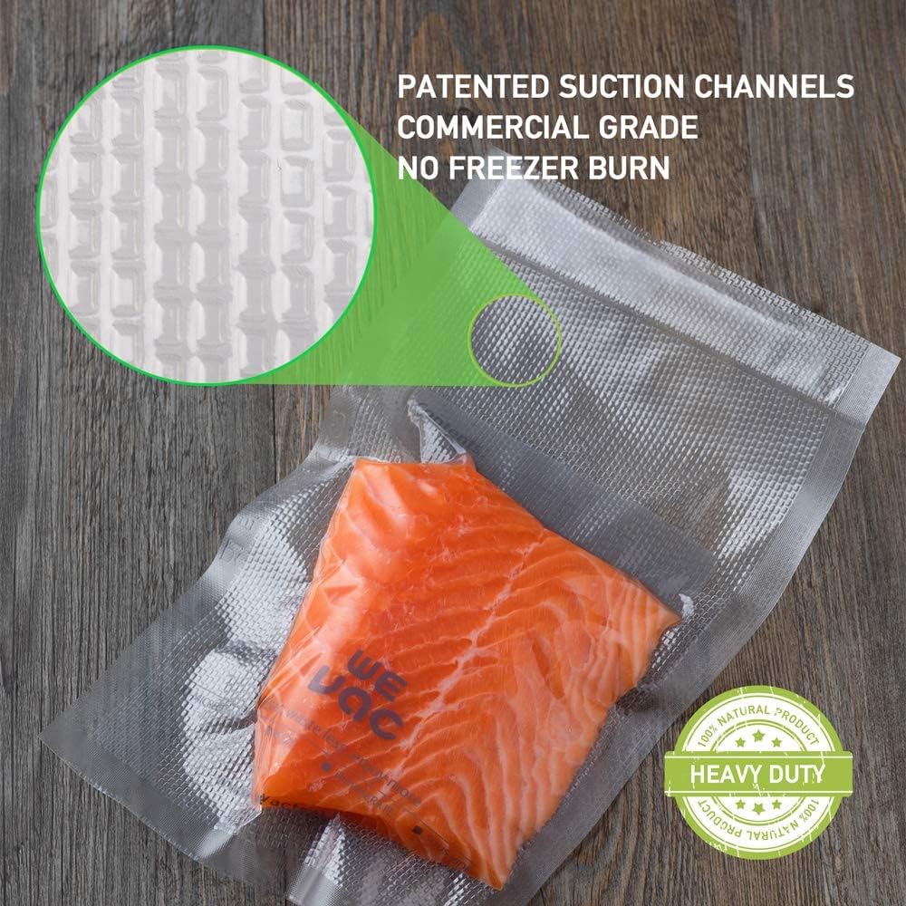 Wevac Food Vacuum Seal Roll Keeper - 8''x100' & 11''x100' BPA-Free Bags for Meal Prep & Storage