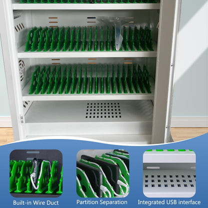 zyiesrsq Mobile Charging Cabinet for Cell Phone, 50 Device Charging Station, USB Charging Cart Locker, with Wheels & Combination Lock, Secure Phone Storage Cabinet (50Slots)