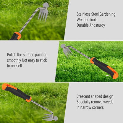 SIXCAR Weed Remover Tool - Portable Garden Weeder for Effortless Uprooting & Planting | Rubber Handle