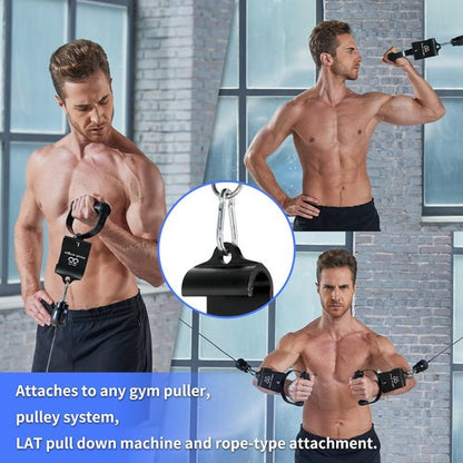 HXD-ERGO Rotating Pull-Up Handles-Ergonomic Exercise Handle for LAT Pulldown Attachments/Seated Rows/Barbell Handles -Quick Attachment to Bar for Strength Training Workout(Black)