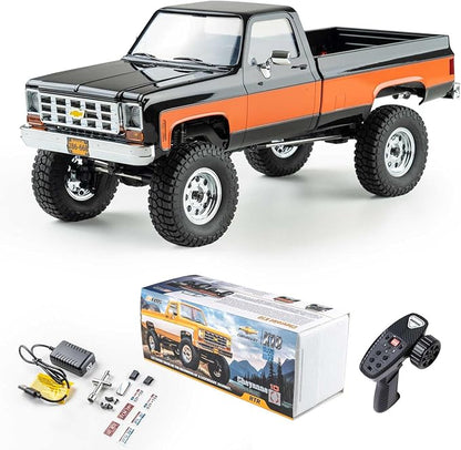 FCX18 FMS 1/18 Chevrolet K10 RC Truck Officially Licensed 4WD RC Crawler 2 Speeds Switch with LED Lights Off-Road RC Model for Adults (Black)