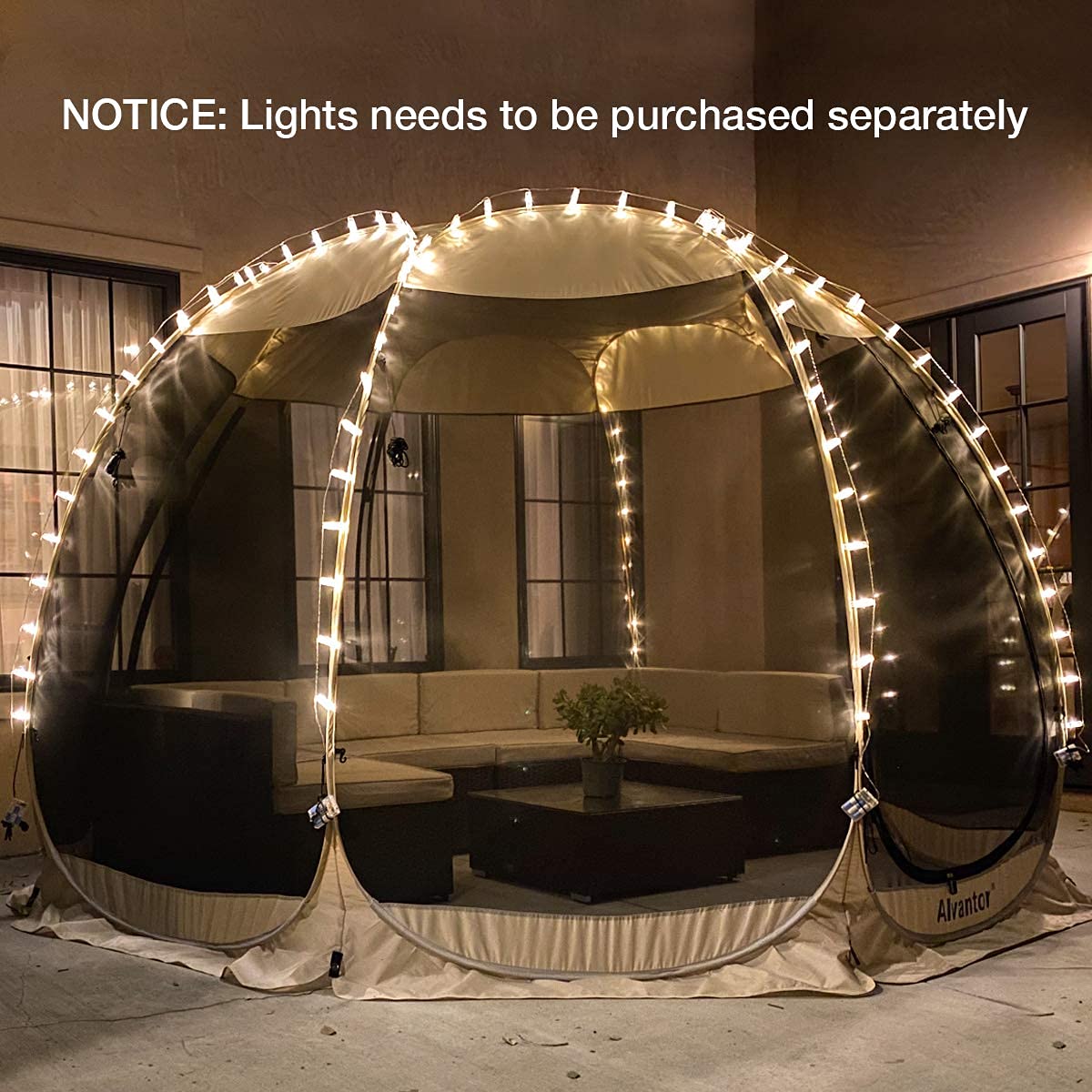 Alvantor® Screen House Room Camping Tent Outdoor Canopy Pop Up Sun Shade Shelter 8 Mesh Walls Not Waterproof Beige 12'x12' Patent Pending