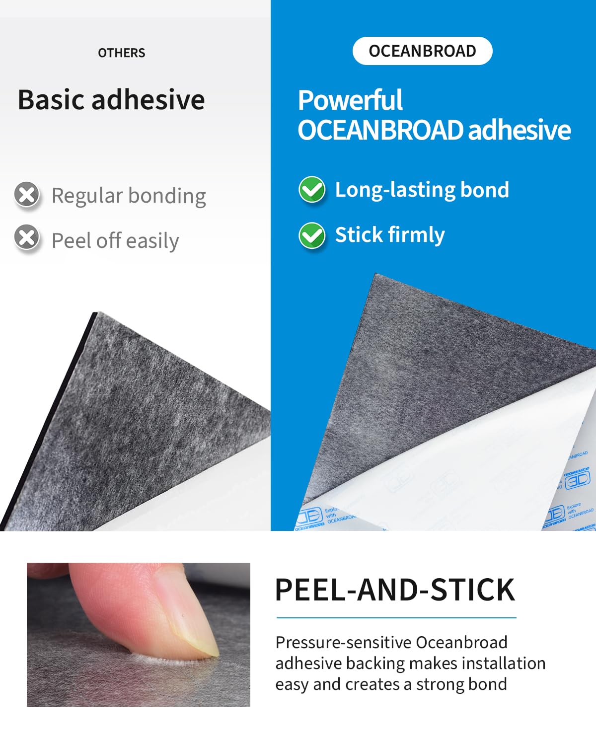 OCEANBROAD Boat Flooring EVA Foam Self-Adhesive 96''x45.6'' Faux Teak Marine Boat Decking Sheet for Jon Boats Yacht Floor, Brown with Black Seam Lines