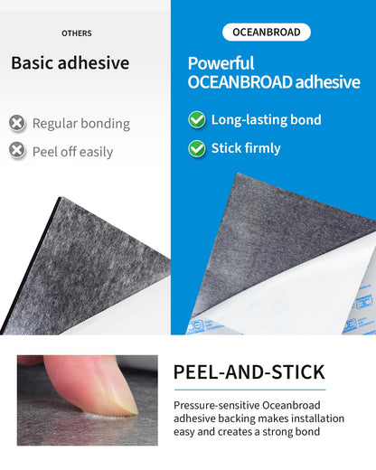 OCEANBROAD Boat Flooring EVA Foam Self-Adhesive 96''x45.6'' Faux Teak Marine Boat Decking Sheet for Jon Boats Yacht Floor, Brown with Black Seam Lines
