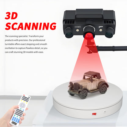 Foxvee Remote-Controlled Motorized Electric Turntable,Rotating Display Stand,Speed-Adjustable Rotating Platform,Multi-Mode 360° Photography Turntable for 3D Scan,Photography,Showcase(15.8inch/White)