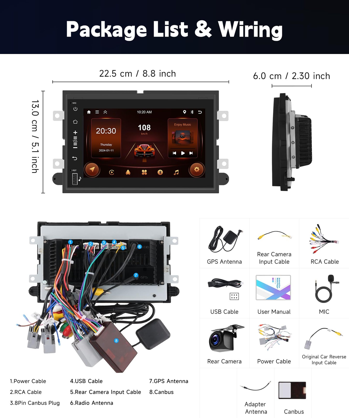 Car Stereo for Ford F-150 F150,F250,F350, Escape,Fusion,Explorer,Focus,Edge,Taurus,[2+64G] Wireless Carplay/Android Auto,Android Car Radio 7" IPS GPS WiFi Bluetooth FM Mirror Link SWC Backup Camera