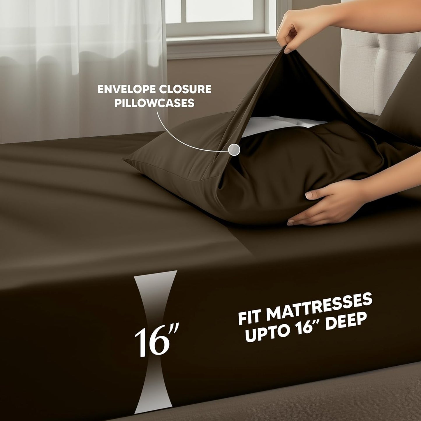 Utopia Bedding Queen Size Sheet Set - Soft, Breathable Microfiber - 4-Piece in Brown
